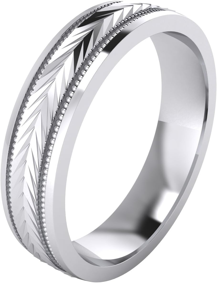 LANDA JEWEL(5 Styles) Heavy Solid Sterling Silver Wedding Band Diamond Cut Patterned Ring Comfort Fit Unisex