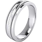 LANDA JEWEL (5 Styles) Heavy Solid Sterling Silver Wedding Band Diamond Cut Patterned Ring Comfort Fit Unisex