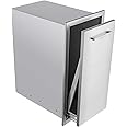 TIANAI 14" Single Pull-Out Trash Drawer Stainless Steel Outdoor Kitchen Trash Drawer Storage for One 10 Gallon Commercial Wastebasket
