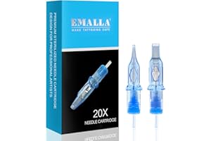 Emalla ELIOT Tattoo Cartridge Needles, 20Pcs Premium Tattoo Needles #10 Standard Round Liner Tattoo Cartridges 1003RLL Tattoo Needles Diameter 0.30mm Long Taper 5.0mm for Machine Tattoo Supplies