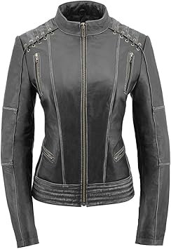 distressed grey leather jacket