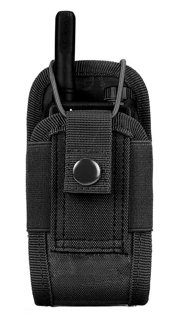 Litensh Tactical Molle Radio Holster Security Walkie Talkie Pouch for Duty Belt Nylon Two Way Radio Case Compatible with Motorola Kenwood Midland Baofeng for Hunting Airsoft Police