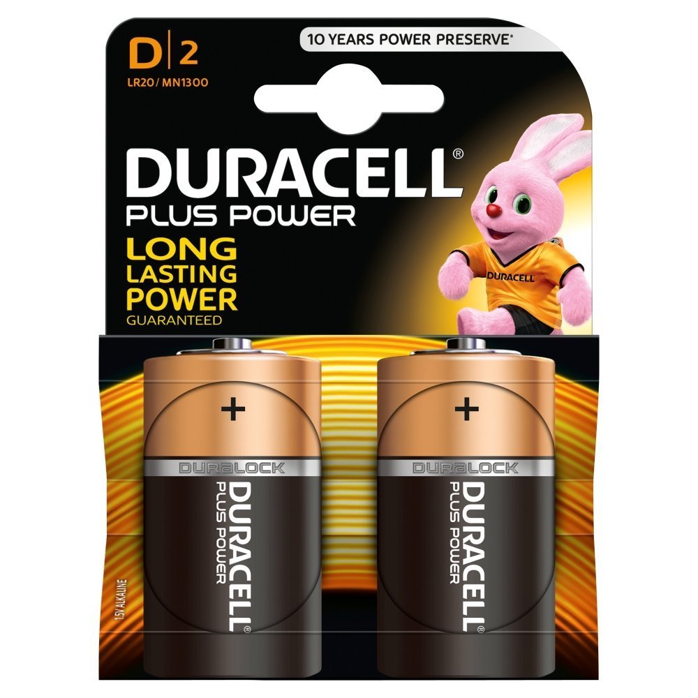 Duracell Plus Power Duralock D Battery 2 Pack