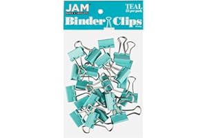 JAM PAPER Colorful Binder Clips - Small - 3/4 Inch (19 mm) - Teal Binderclips - 25/Pack