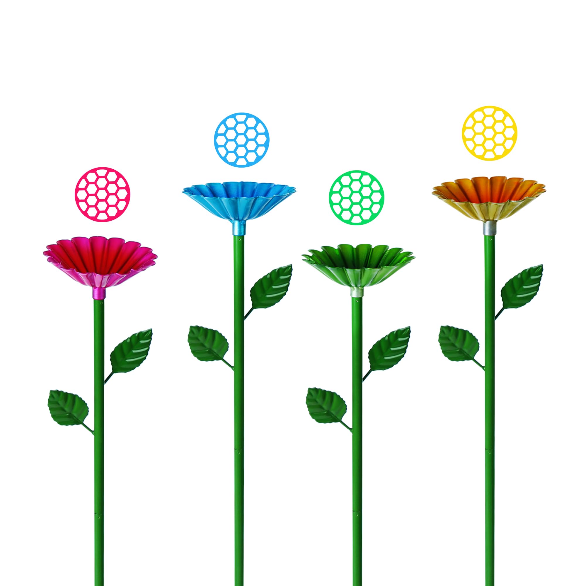 Photo 1 of ***MISSING PARTS***
4 Pack Bee Watering Station - Flowers Bee Water Feeders with Bee Island, Metal Garden Decor Butterfly Drinking Station, Bee Baths for Garden Yard Patio Thirsty Pollinators (Red,Blue,Green,Yellow)