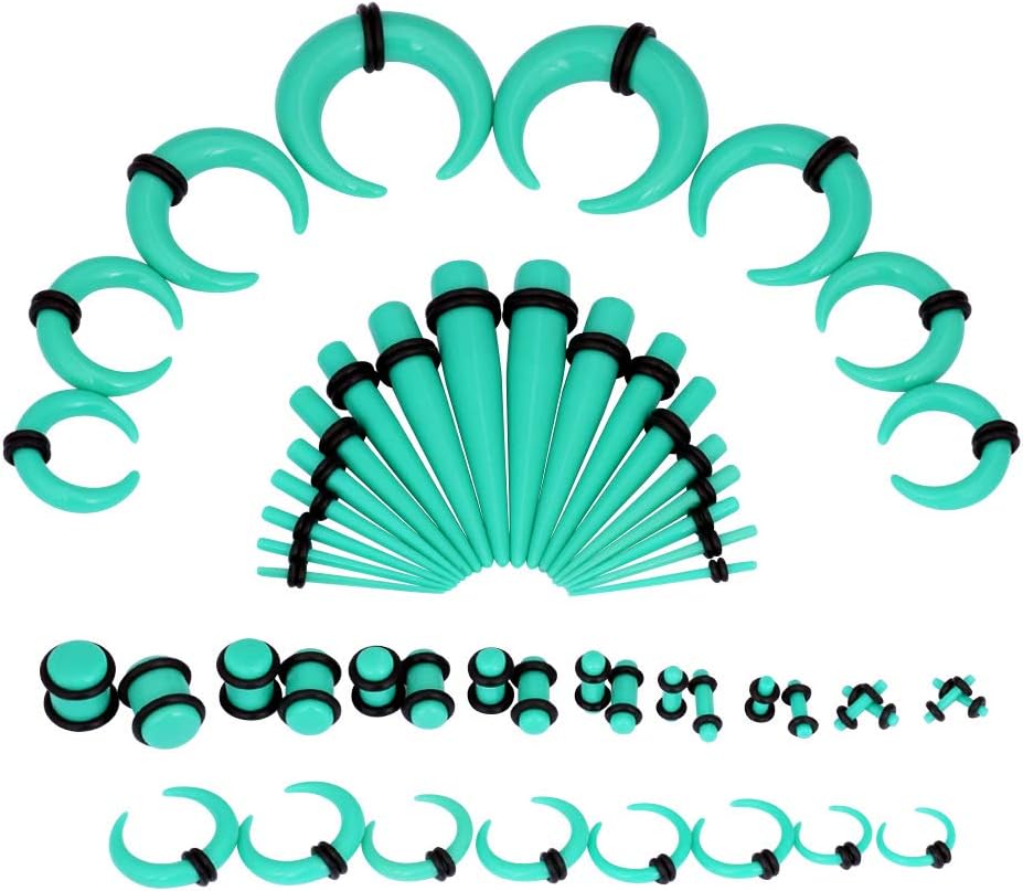 YOFANST 14G-00G 00G-3/4“ Acrylic Ear Gauges Stretching Kit Crescent Shaped Spiral Buffalo Taper Plug Set