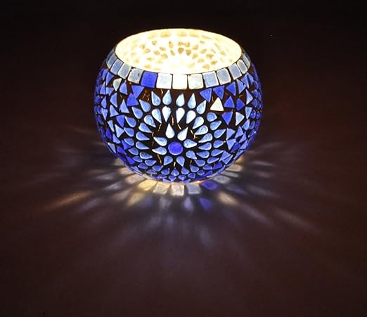 Amazon Com Lalhaveli Indian Handmade Mosaic Glass Candle Holder Room Decorative 5 Inches Home Kitchen