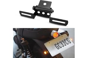 GUZIKO Motorcycle License Plate Bracket Adjustable Folding License Plate Holder Universal Tail Light Bracket Aluminum Alloy for Motorcycle ATV