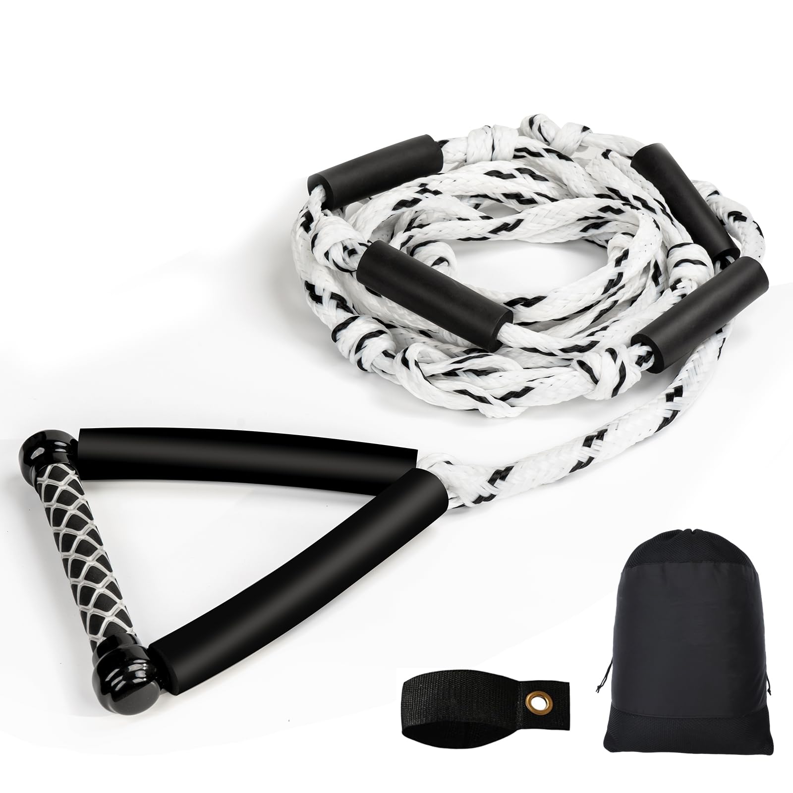 Photo 1 of ASVAEVAS Wakesurf Rope 25ft Floating Wake Surf Ropes and Handle, 4 Sections Adjustable Surf Tow Rope for Wakesurfing and Watersports