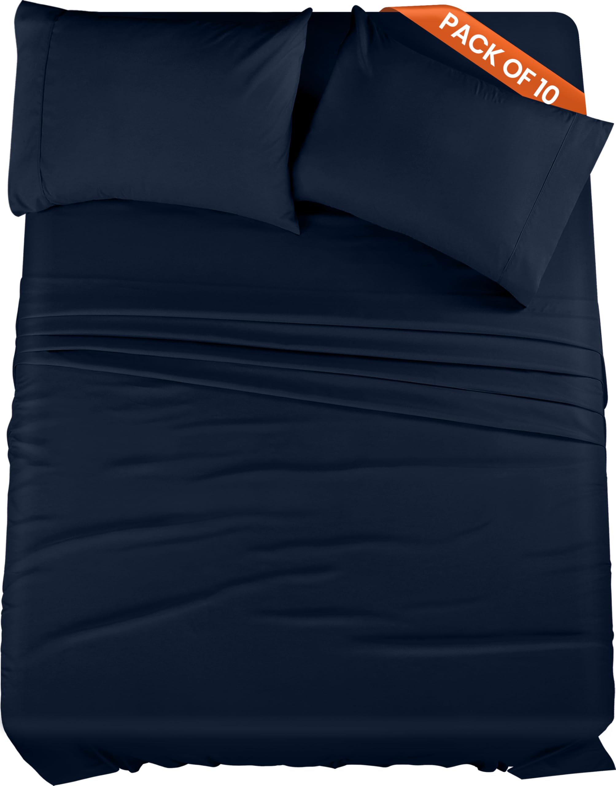 Utopia Bedding Queen Bed Sheets Set - Pack of 10 Sheet Sets - Perfect for Spa, Hotel, & Guest Bedroom - Brushed Microfiber - Shrinkage and Fade Resistant - Easy Care (Navy Blue) Image