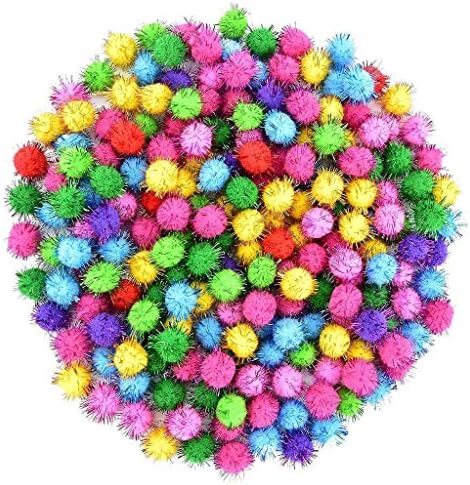 Unobite Multicolor Glitter Pom Pom Balls 1.5 cm(200 Piece)