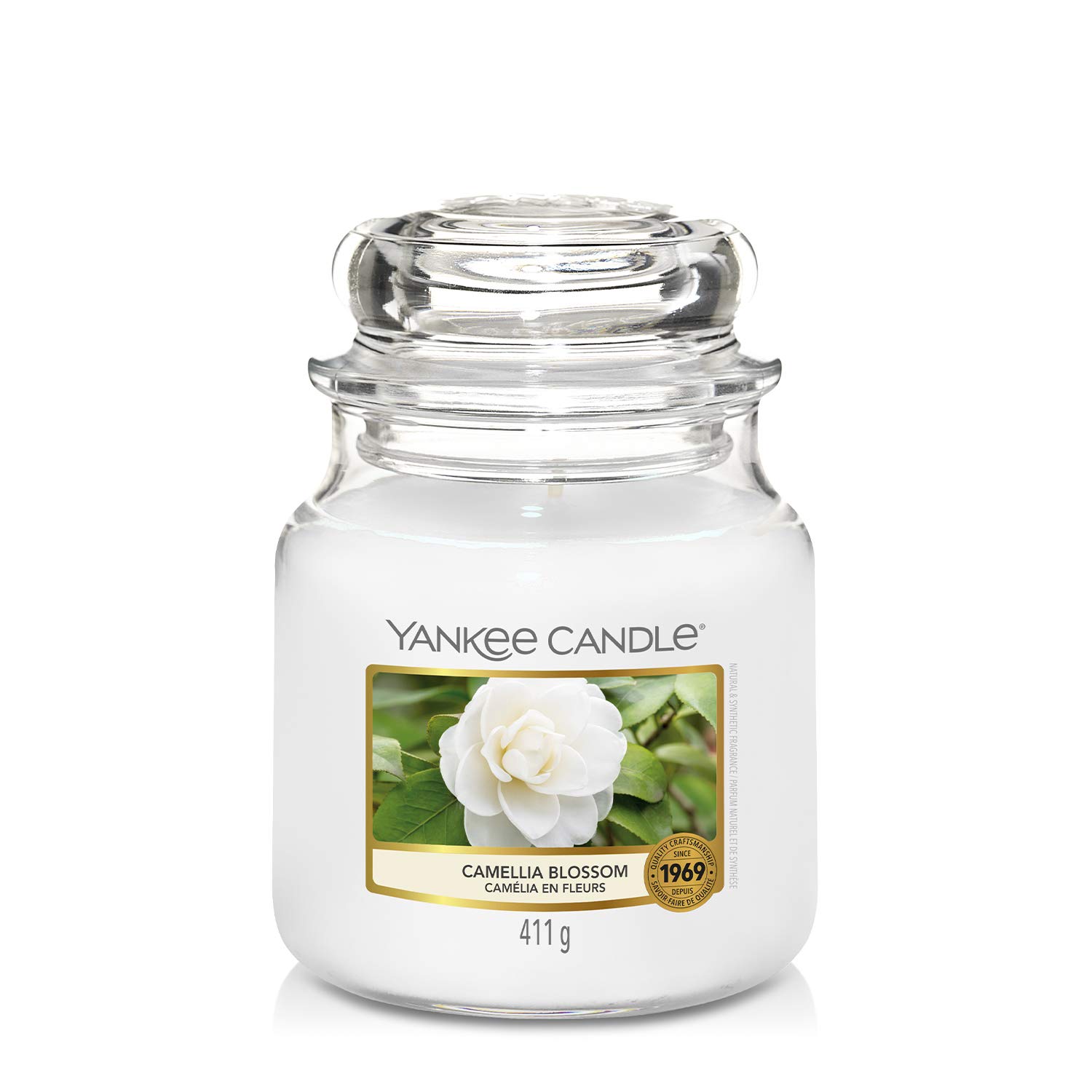 Yankee Candle Medium Jar Candle | Camellia Blossom Scented Candle | Up to 75 Hours Burn Time | Garden Hideaway Collection
