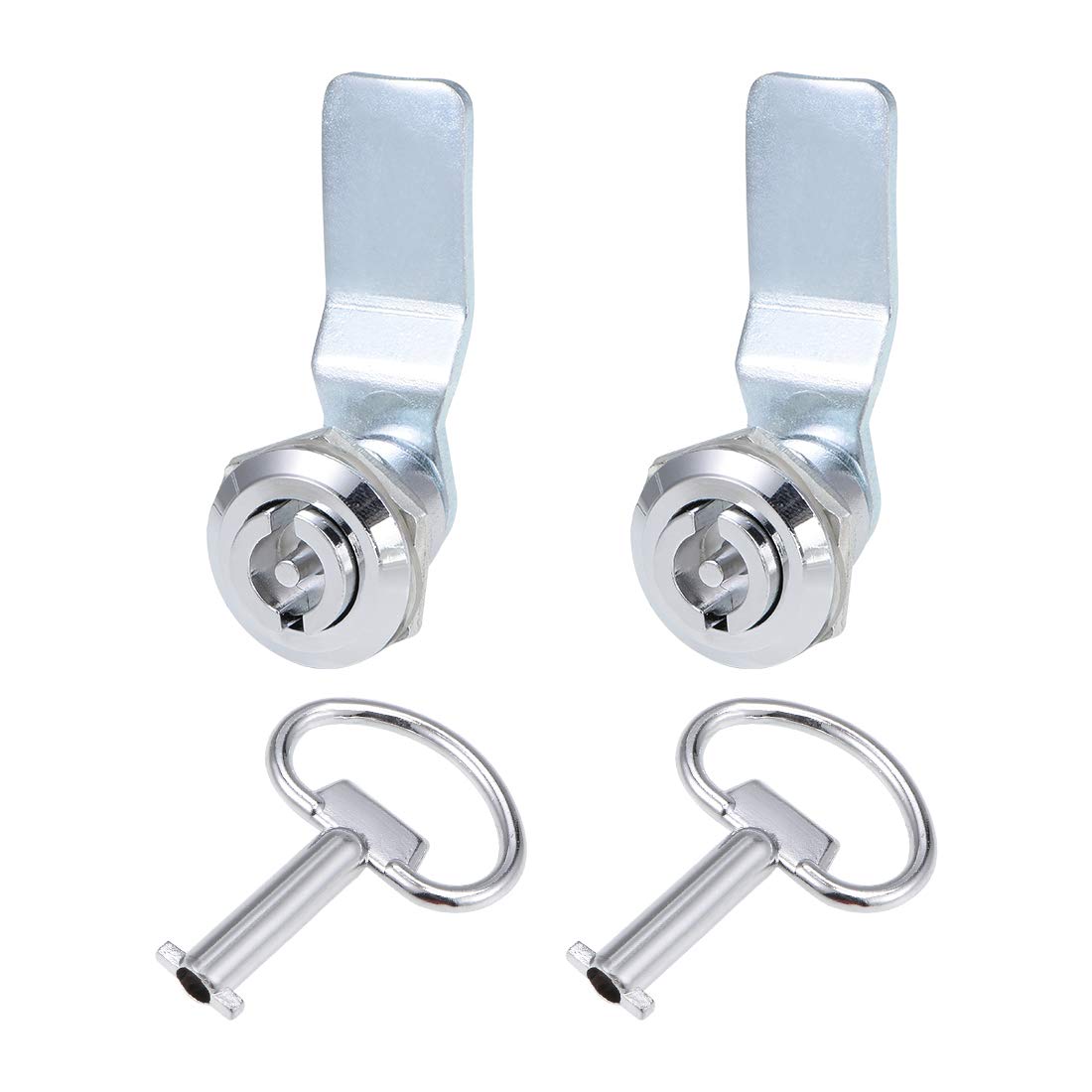 sourcing map Tubular Cam Lock, 18mm Cylinder Long Bent Cam, Fits Up to 1/4-inch Thick Panel Slotted Key 2Pcs