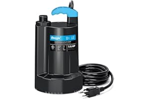 BOMGIE Submersible Water Pump 1/6 HP, 1850GPH Thermoplastic Sump Pump Basement Portable Electric Utility Water Pump Removal for Pool Draining Hot Tubs Garden Pool Cover Pond