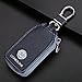 Car Keychain Cover Premium Leather Key Chain Coin Holder Keyring Hook Wallet Zipper Case Remote Smart Key Fob Alarm Security (Blue)