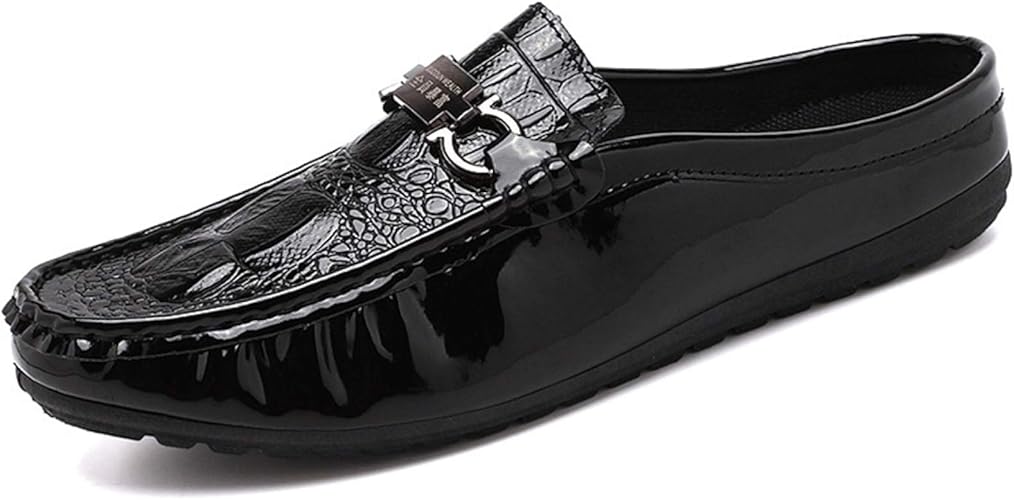 ドライビングシューズ フラットシューズ メンズ シューズ かかとなし ローファー エナメル モカシン 室内履き ビジネススリッパ つま先保護 スリッポン スクエアトゥ パテントレザー 歩きやすい 紳士靴 事務 ファッションサンダル Amazon