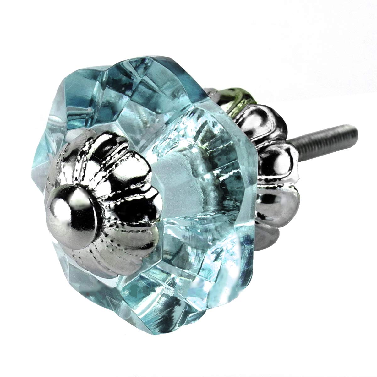 Arctic Blue Glass Cabinet Knobs Dresser Drawer Handles Set 6pc