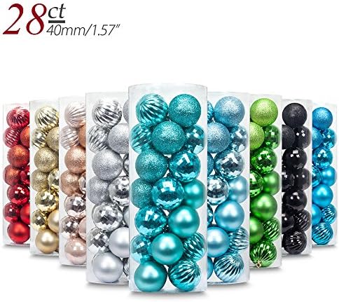 Yoland 1.57''/28ct Christmas Ball Plating Ornaments Tree Collection for Holiday Parties Decorations (1.57''/28ct, Turquoise)