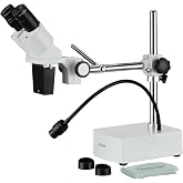 AmScope SE400X Professional Binocular Stereo Microscope, WF5x and WF10x Eyepieces, 5X and 10X Magnification, 1X Objective, LE