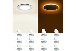 INCARLED 4Inch 5CCT LED Recessed Slim Pot Lights with Night Light, 2700K/3000K/3500K/4000K/5000K Dimmable IC Rated Recessed L
