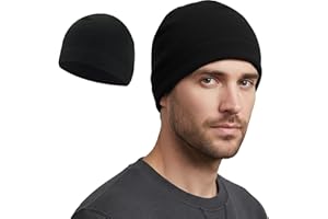 Thermal Cycling Beanie, Windproof Fleece Winter Cap for Outdoor Sports and Biking Black