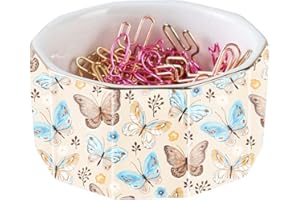 YOSCO Ceramic Paper Clip Holder Paper Clip Dispenser Organizer for Desk Cute Office Binder Clip Holder Bobby Pin and Hair Clip Holder (Butterfly-02)