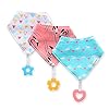 Image 4 - Baby Bandana Drool Bibs 3-Pack and Teething Toys 3-Pack Made with 100% Organic Cotton, Super Absorbent and Soft Unisex (Vuminbox) (Pink)