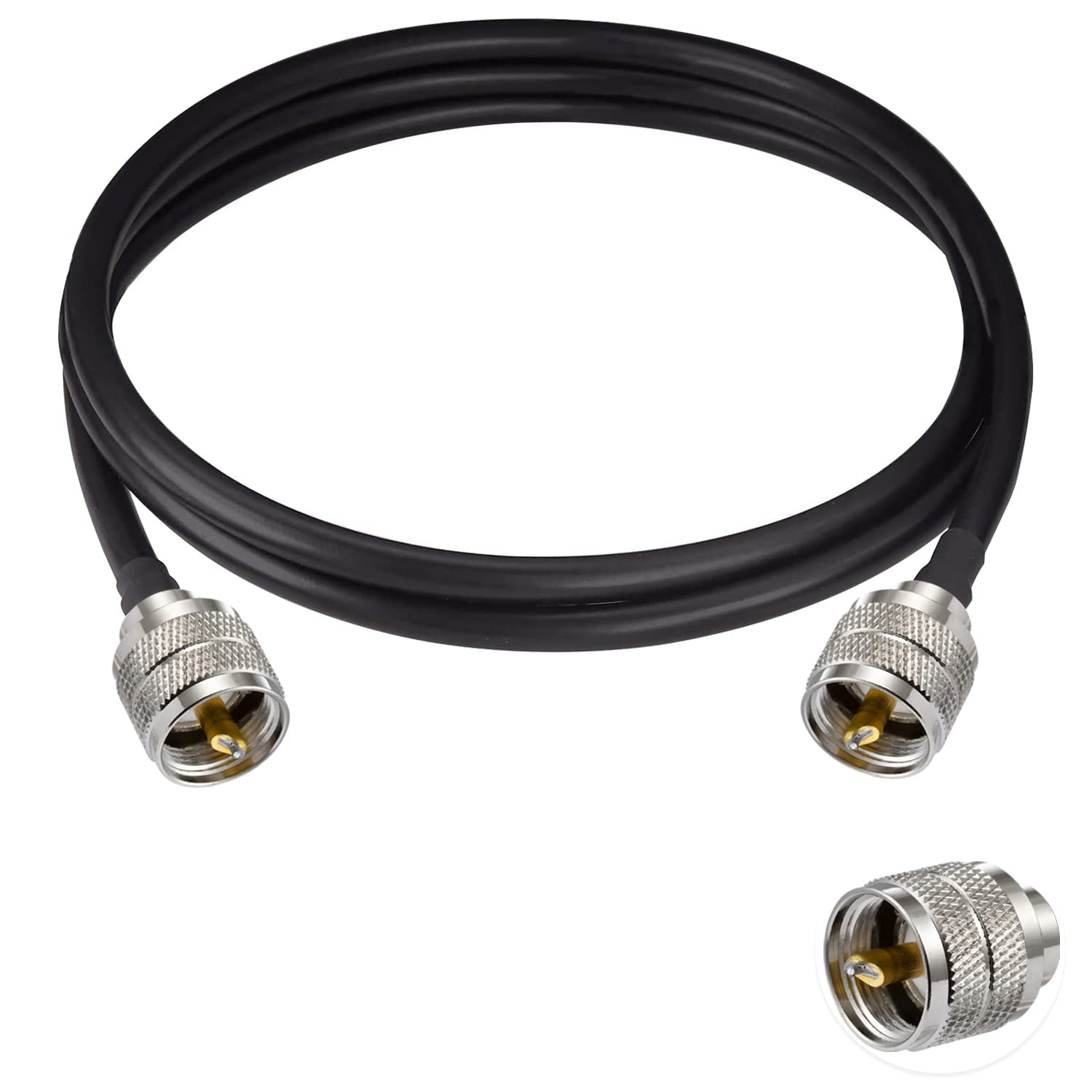 Vecys PL 259 Cable UHF Male PL-259 to UHF Male PL-259 Low Loss Coax Cable RG58 3FT/1M for Walkie Talkie CB Radio SWR Meter Antenna Analyzer