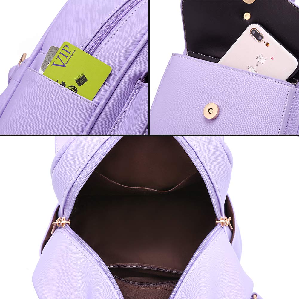 I IHAYNER Girls Bowknot Cute Leather Backpack Mini Backpack Purse for Women