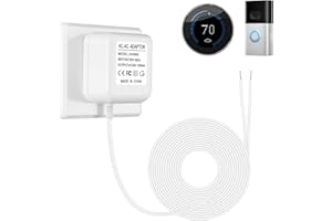 UPMMUD 24V Video Doorbell Power Adapter, Power Supply Transformer for Ring, Nest, Eufy, Arlo Doorbell, 26.2 FT, White –Pure Copper Enameled Wire Manufaturing