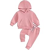 Lukivech Toddler Baby Boy Girl Clothes Solid Color Hoodie Sweatshirt Top and Jogger Pants Set 2 Piece Fall Winter Outfits