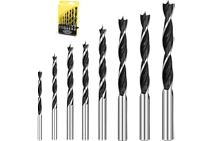 KEWAYO 8Pcs Brad Point Drill Bits - 3-10mm for Wood & Acrylic (with Case)