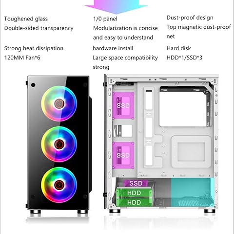 Red tide 397 * 197 * 423Mm Bricolaje Chasis Caja De La PC RGB Videojuegos, Lateral Doble Vidrio Templado Gabinete Jugador Computadora Micro ATX, ATX, ITX