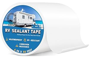 IONCAT RV Roof Sealant Tape, 6 Inch X 50 Feet RV Repair Seal Tape for Camper Trailer Boat Seam Leaks Roofing, UV Resistant & Weatherproof, White