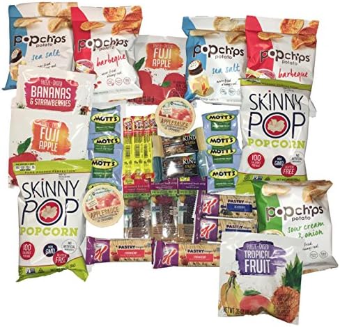 Low Calorie Snack Variety Pack: Pop Chips, Skinny Pop, Special K, Kind Minis, Slim Jim, Mott's and more