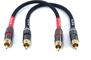 WJSTN-020 RCA to RCA Audio Cable, 1RCA Male to 1RCA Male Stereo Audio Cable Converter, Digital Stereo Audio Cable for subwoofer, Home Theater, high-Fidelity Audio-Double Shielding-2 Pack (6IN)