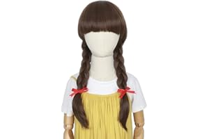 Yan Dream Long Brown Braided Wig Cosplay Wigs for Girl Children Halloween Party Wig (Girls Wig, Brown)