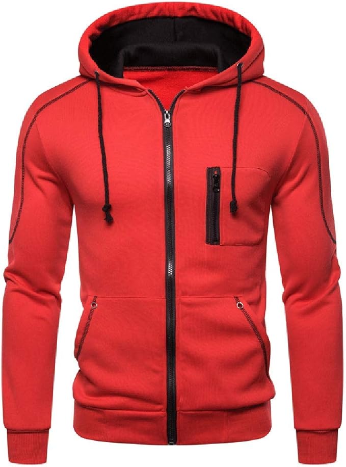 Men's Pullover, 1piece or 4piece Men's Casual Cardigan Hooded, Fleece Hooded Sweatshirt Red at 