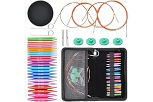 12 Pairs Short Interchangeable Knitting Needles Set 12 Sizes 2 Inch Knitting Needles Circular for Socks Collars Hats