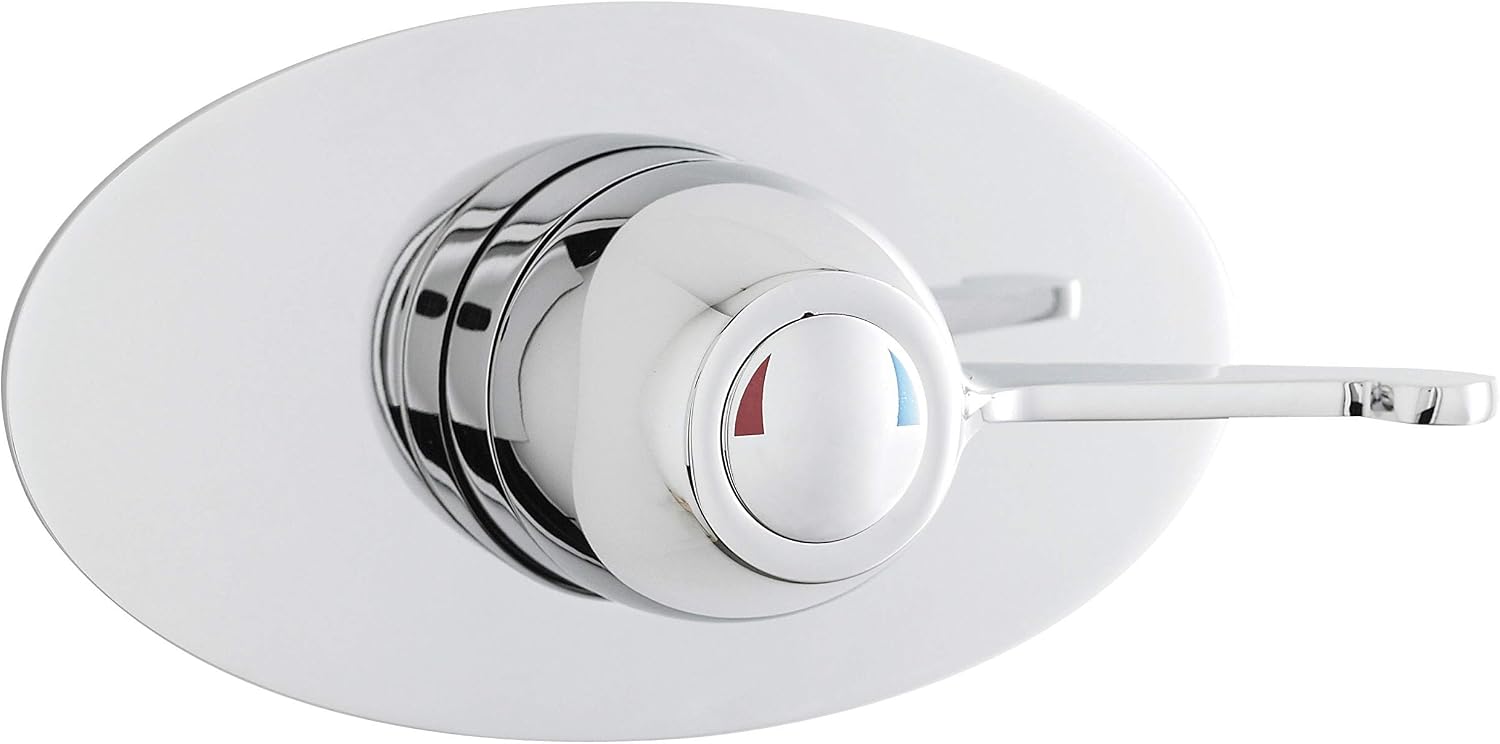 Nuie VSQ1 Commercial ǀ Modern Bathroom Exposed Sequential Thermostatic Shower Valve with Round Handle, 80mm x 205mm, Chrome, Silver