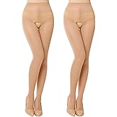 MANZI 2 Pairs Tights for Women 40D Sheer Pantyhose Thigh High Stockings