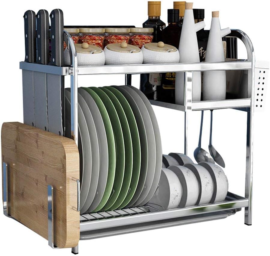 HGMMY Kitchen Dish Drying Rack Kitchen Storage Rack, Stainless Steel Cutting Board Holder, Kitchen Utensils, Shelf, Seasoning Rack Dish Rack Drainer