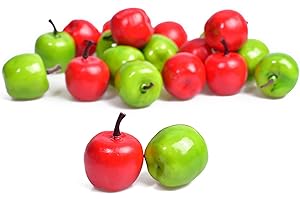 HAIOPS Mini Artificial Apple Fake Fruit Simulation Home Kitchen Party Decor 20PCS (Green and Red)