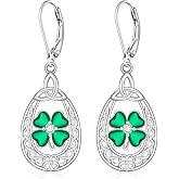 St Patricks Day Earrings Shamrock Earrings for Women Celtic Sterling Silver Four Leaf Clover Irish Green Valentine Mothers Day Shamrock Gifts