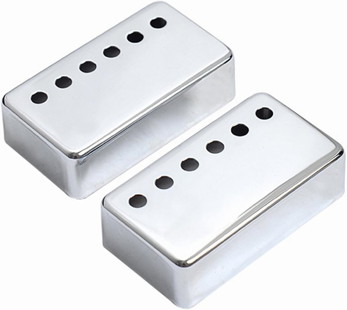 Musiclily 50/52mm Humbucker Pickup Covers Set Neck Bridge Pickup Covers for Electric Guitar Chrome, Chrome Set
