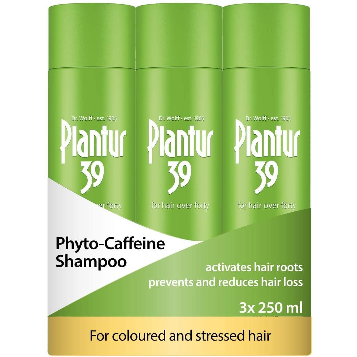 Plantur 39 Caffeine Shampoo Prevents and Reduces Hair Loss 3x 250ml | For Couloured and Stressed Hair | Unique Galenic Formula Supports Hair Growth | Women Hair Care Made in Germany