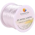 PH PandaHall 0.8mm White Elastic String, 60m/196 ft Stretchy Polyester Threads Bracelet Cord Bead Thread Cord Elastic Thread for Clay Beads Bracelets Necklace Jewelry Keychain Making Hair Extensions