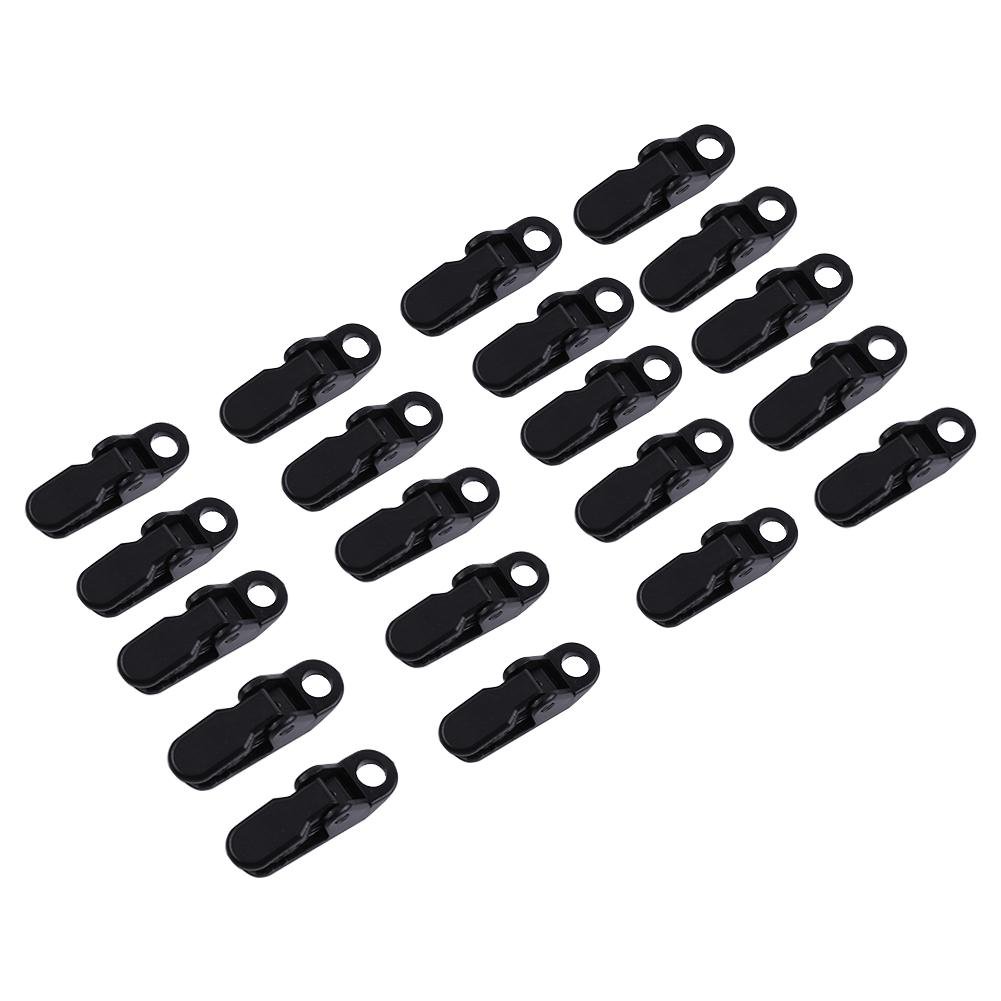 Tarp Clips Clamps Set Small Clamp Tarp, 20pcs Tent Clip Set Windproof Awning Clamps Jaw Tent Cam Tent Snaps Plastic Alligator Clamp Replacement for Outdoor Activities Black