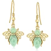 Ross-Simons Jade Bumblebee Drop Earrings in 18kt Gold Over Sterling