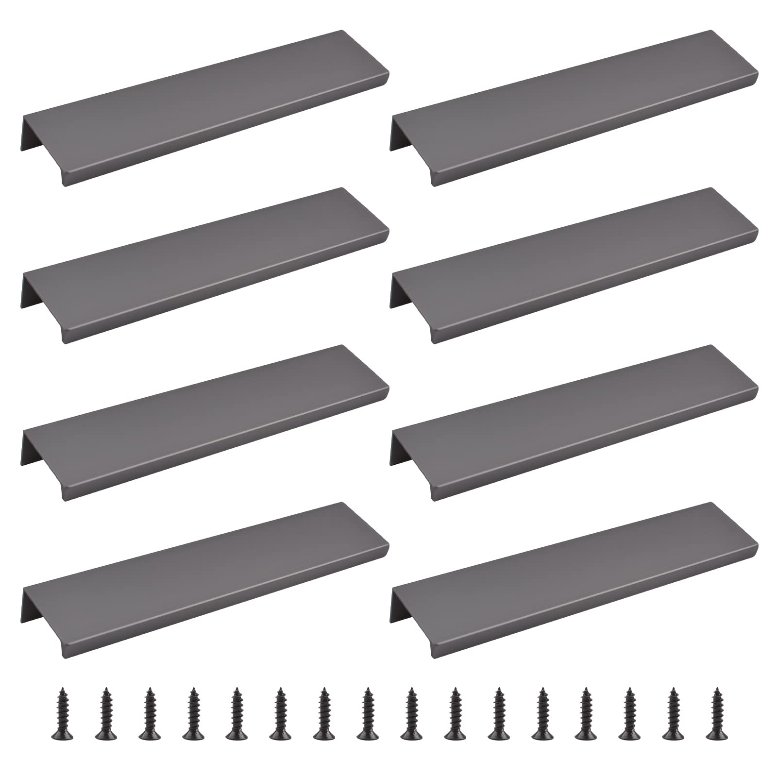 MOROBOR Finger Edge Pull, 8pcs verdeckter Griff moderner Stil Schublade Griff, Rechteckiger Aluminiumlegierung unsichtbarer Griff Schrank Griff für Schrank Hardware Schublade, 150mm/Mattgrau — image 1